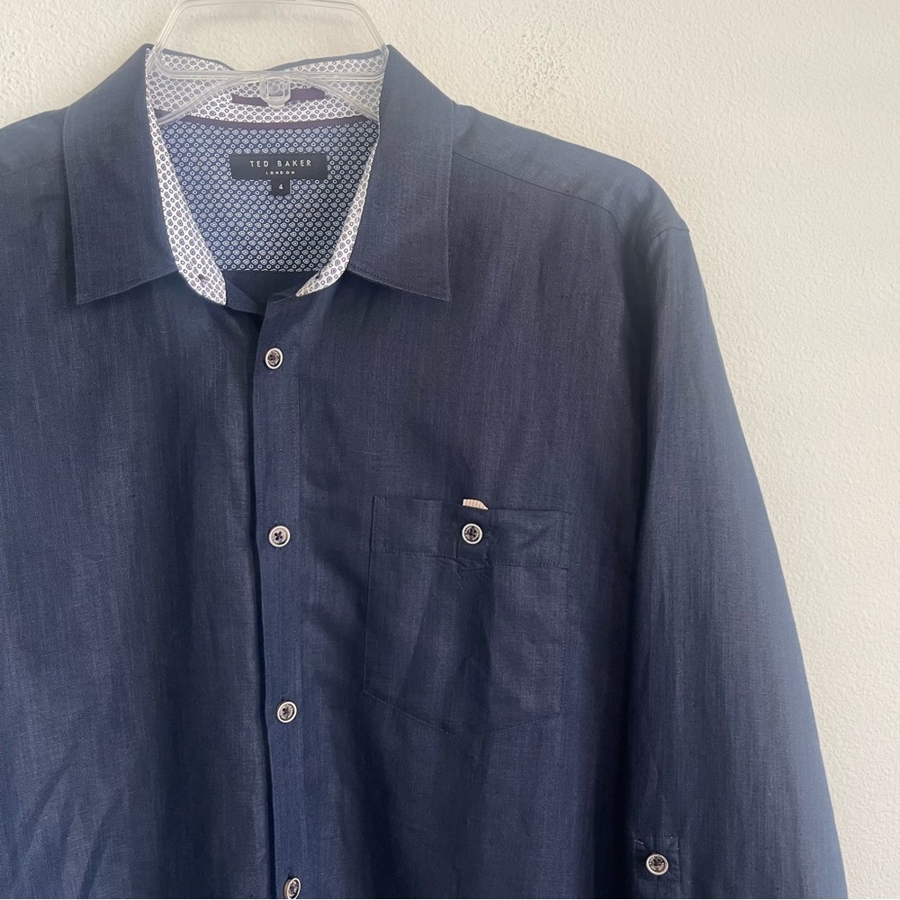 Ted Baker London Linen / Cotton Button Down Long Sleeve Shirt